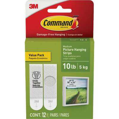 Command 10 Lb and 15 Lb White Picture Hanging Strips Value Pack, 12 Pairs -  Town Hardware & General Store
