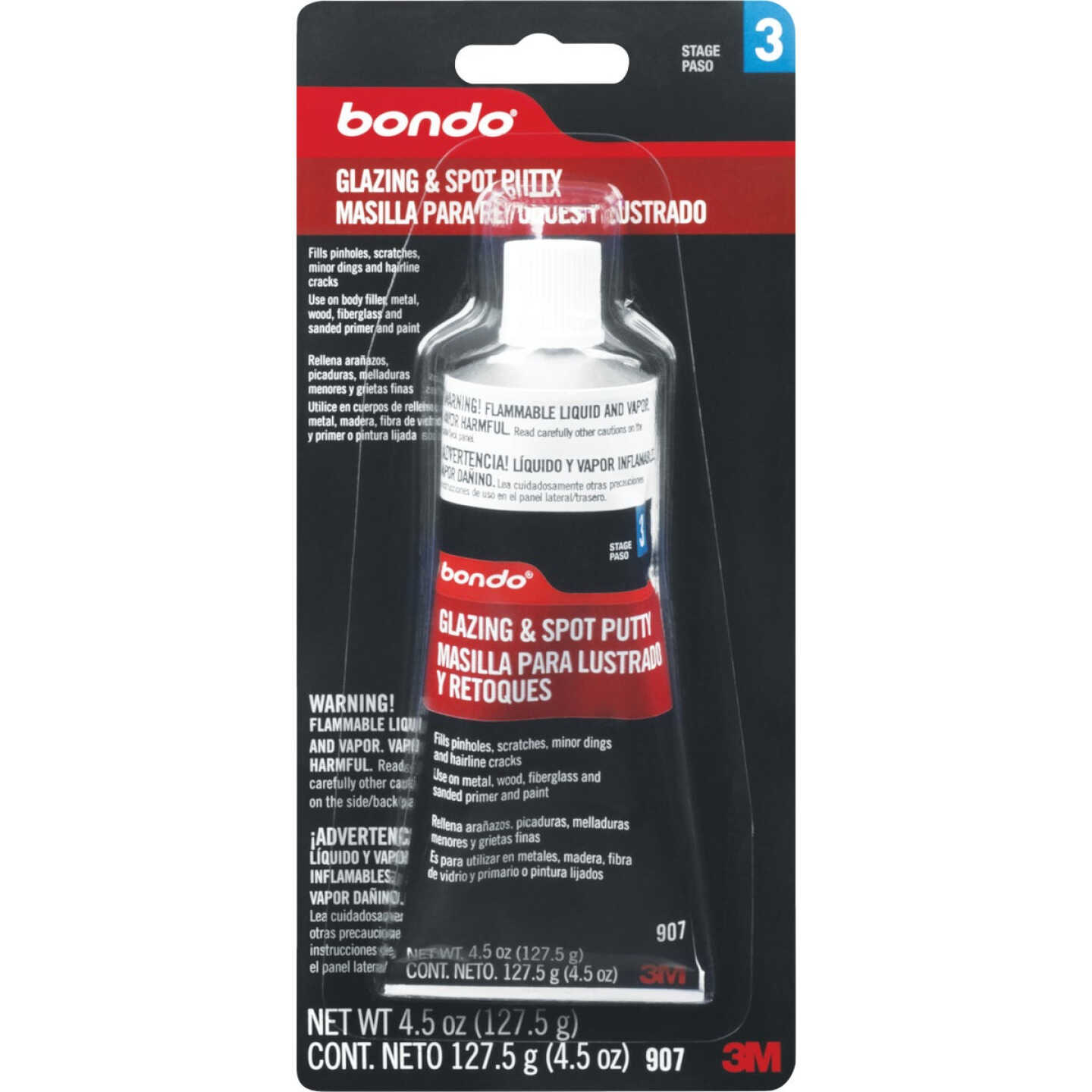  Bondo Glazing and Spot Putty, Fills Pinholes, Scratches, Minor  Dings & Hairline Cracks, 4.5 oz, 1 Tube : Automotive