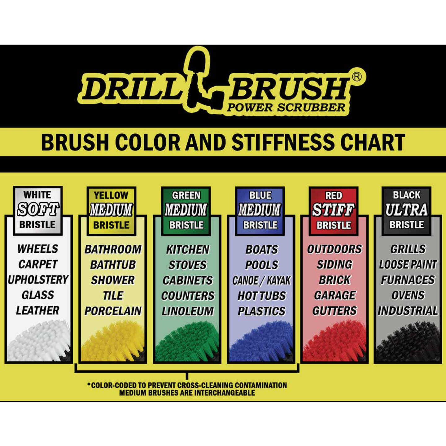 Drill Brush White Drill Brushes Multi-Color 4- 4pc - Stateside