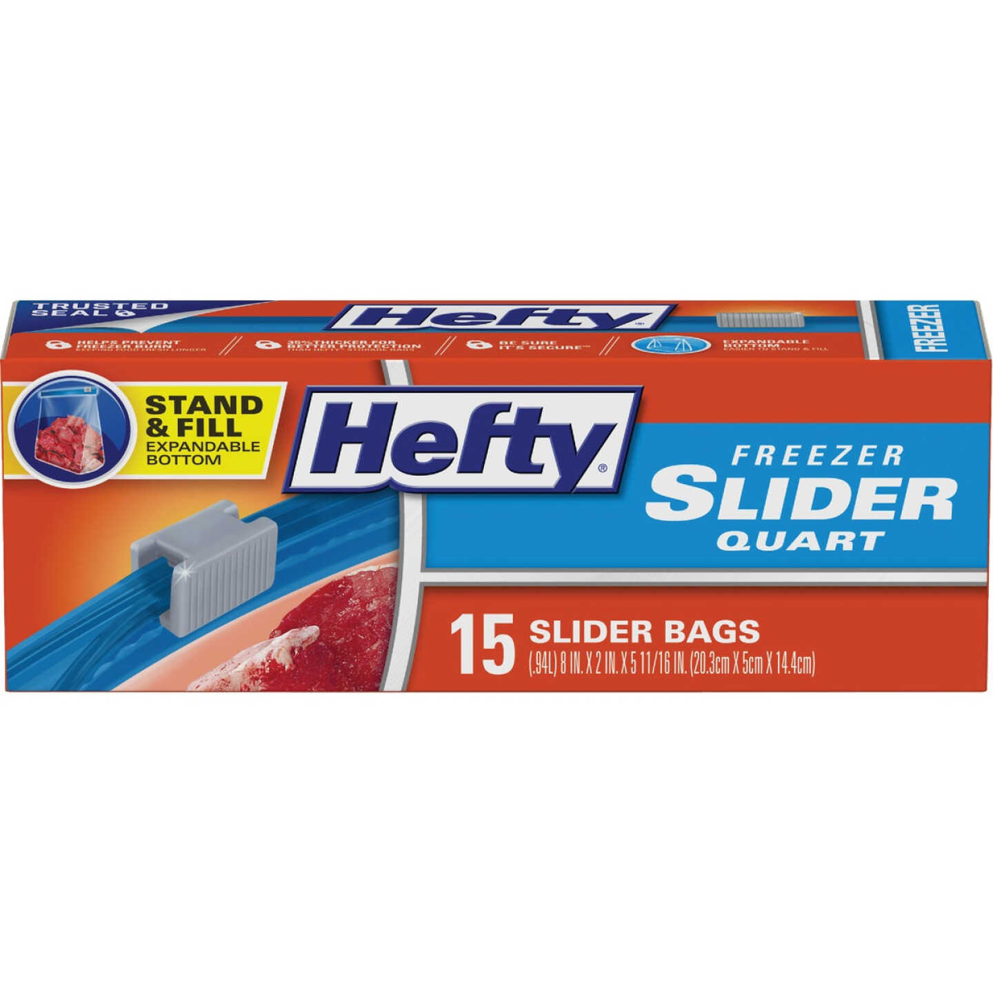 Hefty Slider Freezer Bags, Quart Size, 50 Count